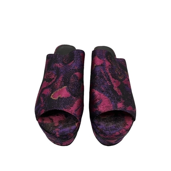 ASOS Pink Purple Velvet Chunky Platform Peep Toe Mules Size 5 Women’s - Picture 3 of 8